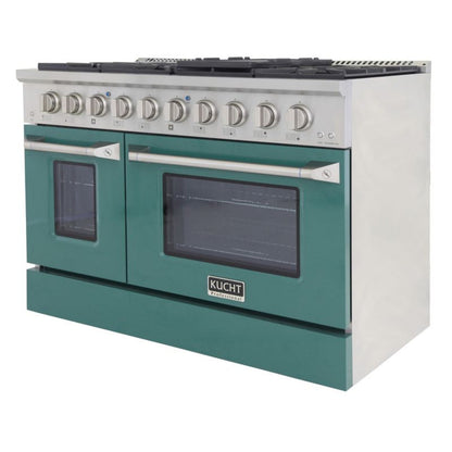 Kucht 48 Inch Professional KNG Series Liquid Propane Gas Stainless Steel Range with Green Oven Door - KNG481/LP-G