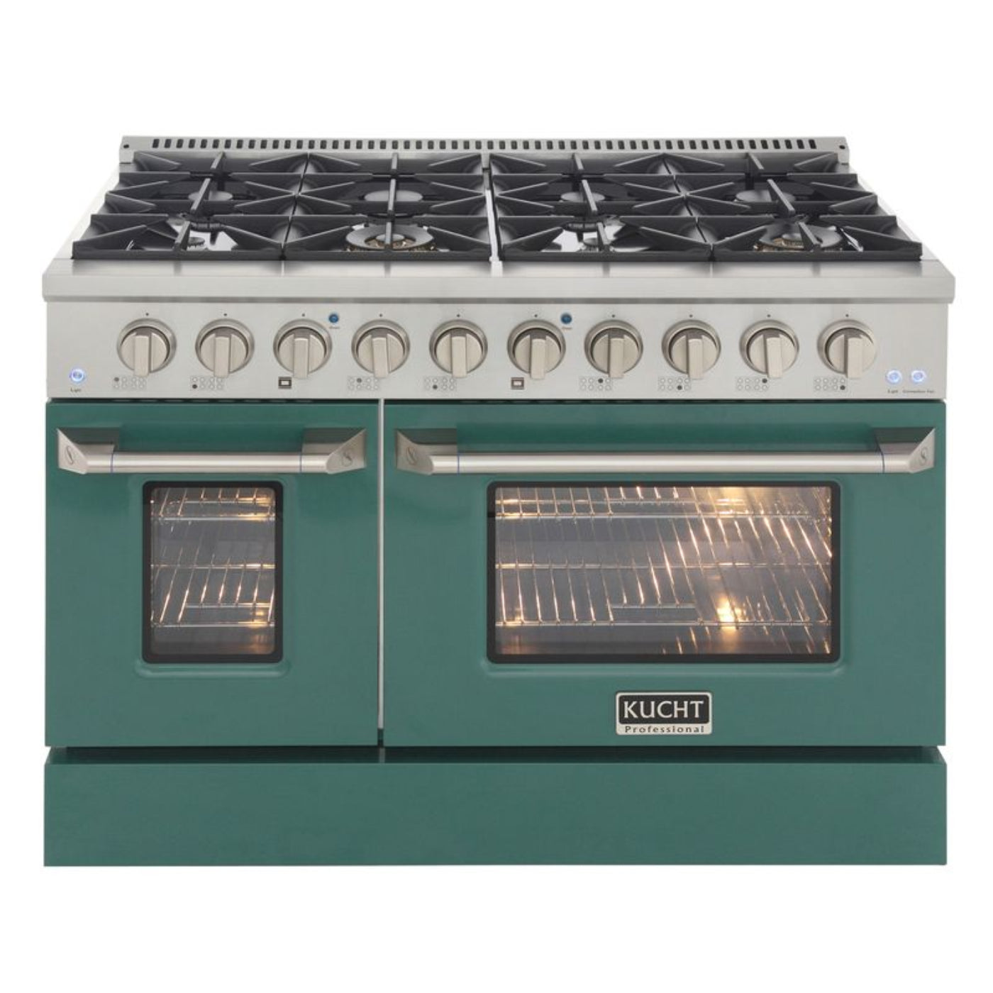Kucht 48 Inch Professional KNG Series Liquid Propane Gas Stainless Steel Range with Green Oven Door - KNG481/LP-G