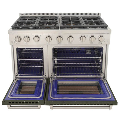 Kucht 48 Inch Professional KFX-X Series Natural Gas Stainless Steel Range with Green Oven Door - KFX4800X-G