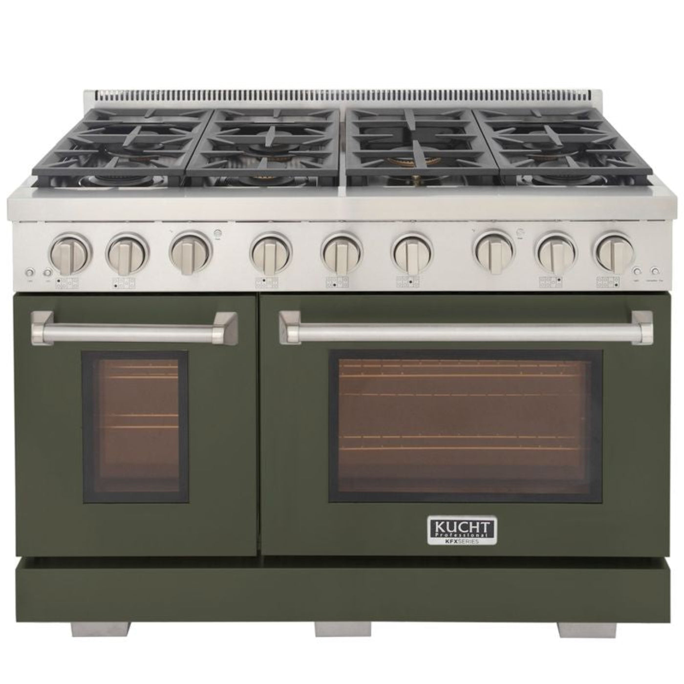 Kucht 48 Inch Professional KFX-X Series Natural Gas Stainless Steel Range with Green Oven Door - KFX4800X-G