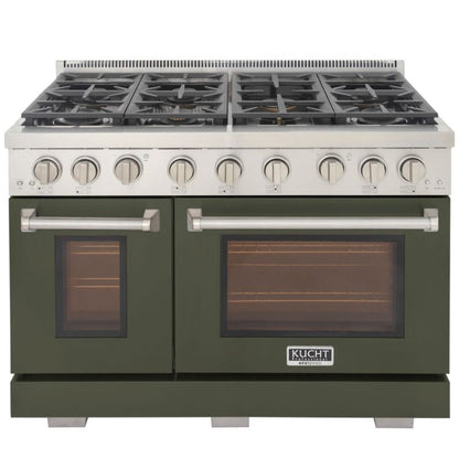 Kucht 48 Inch Professional KFX-X Series Natural Gas Stainless Steel Range with Green Oven Door - KFX4800X-G