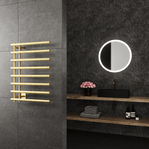 Paris Mirror Leto Wall Mounted Electric Towel Warmer in Gold - LETOGLD08