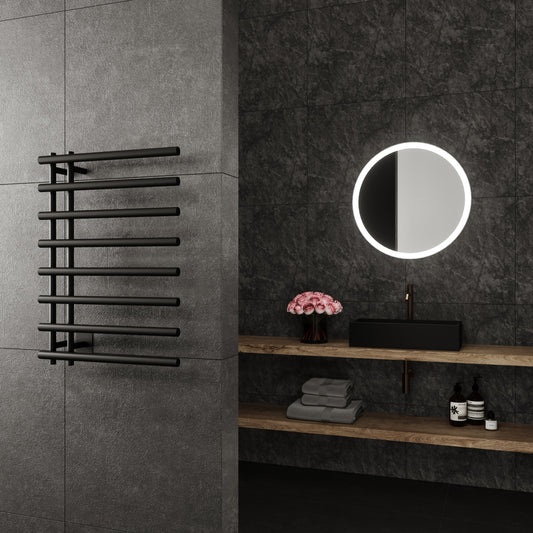 Paris Mirror Leto Wall Mounted Electric Towel Warmer in Black - LETOBLK08