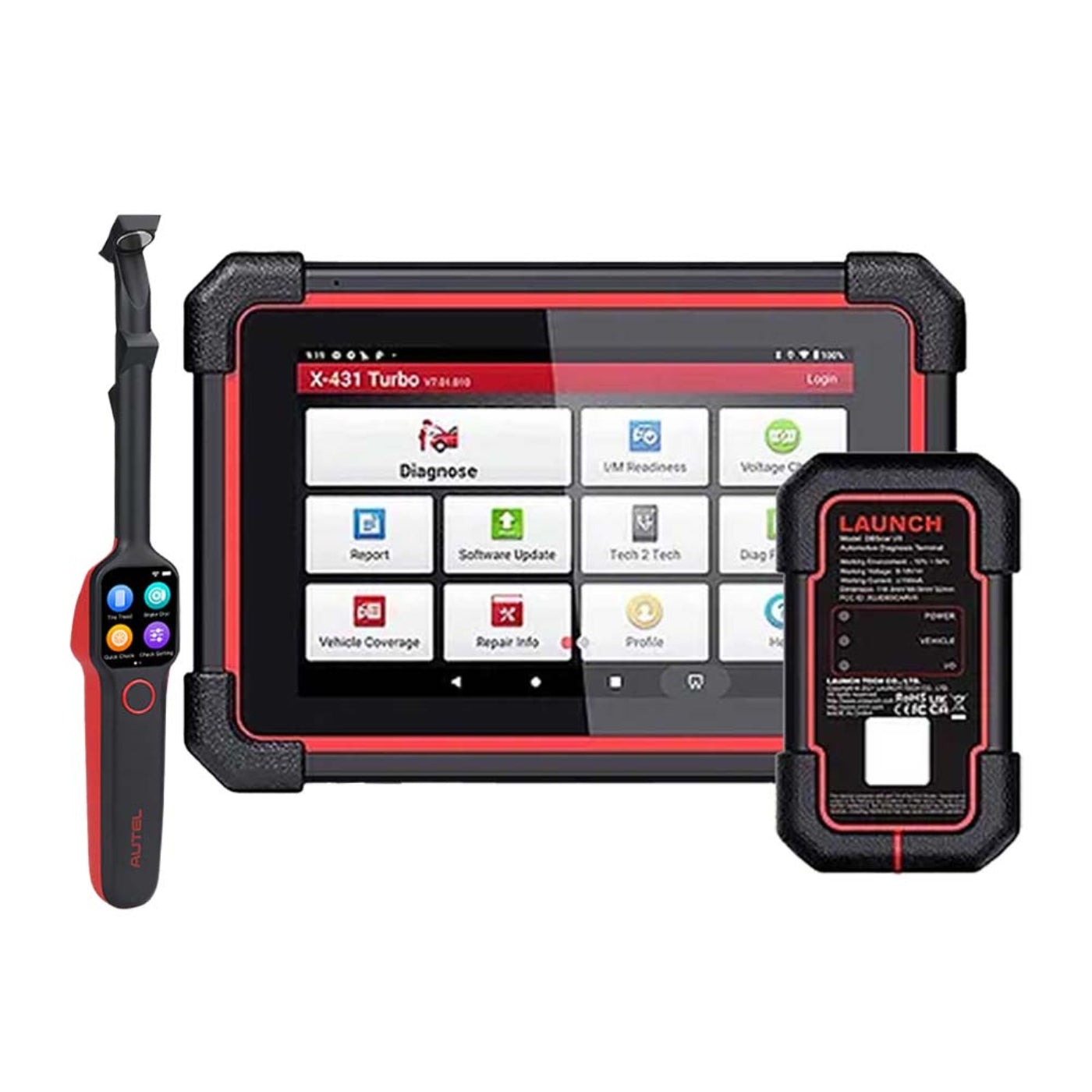 Launch Diagnostic Tool with Autel  Laser Tread Depth and Brake Disc Examiner - LNCH-X431-TURBO-III-TBE200