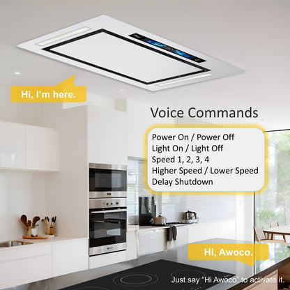 AWOCO  RH-IT06-GV Ceiling Mount Range Hood - Split Insert - Voice & Gesture - AWC-RH-IT06-GV30