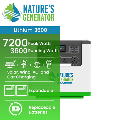 Nature's Generator Lithium 3600 Power Station - NGLGN36