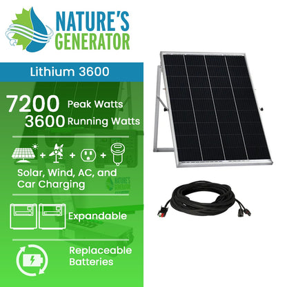 Nature's Generator Lithium 3600 Solar Generator and Transfer Switch - NGL36AUP