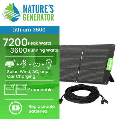 Nature's Generator Lithium 3600 Solar Generator - NGL36AUF2