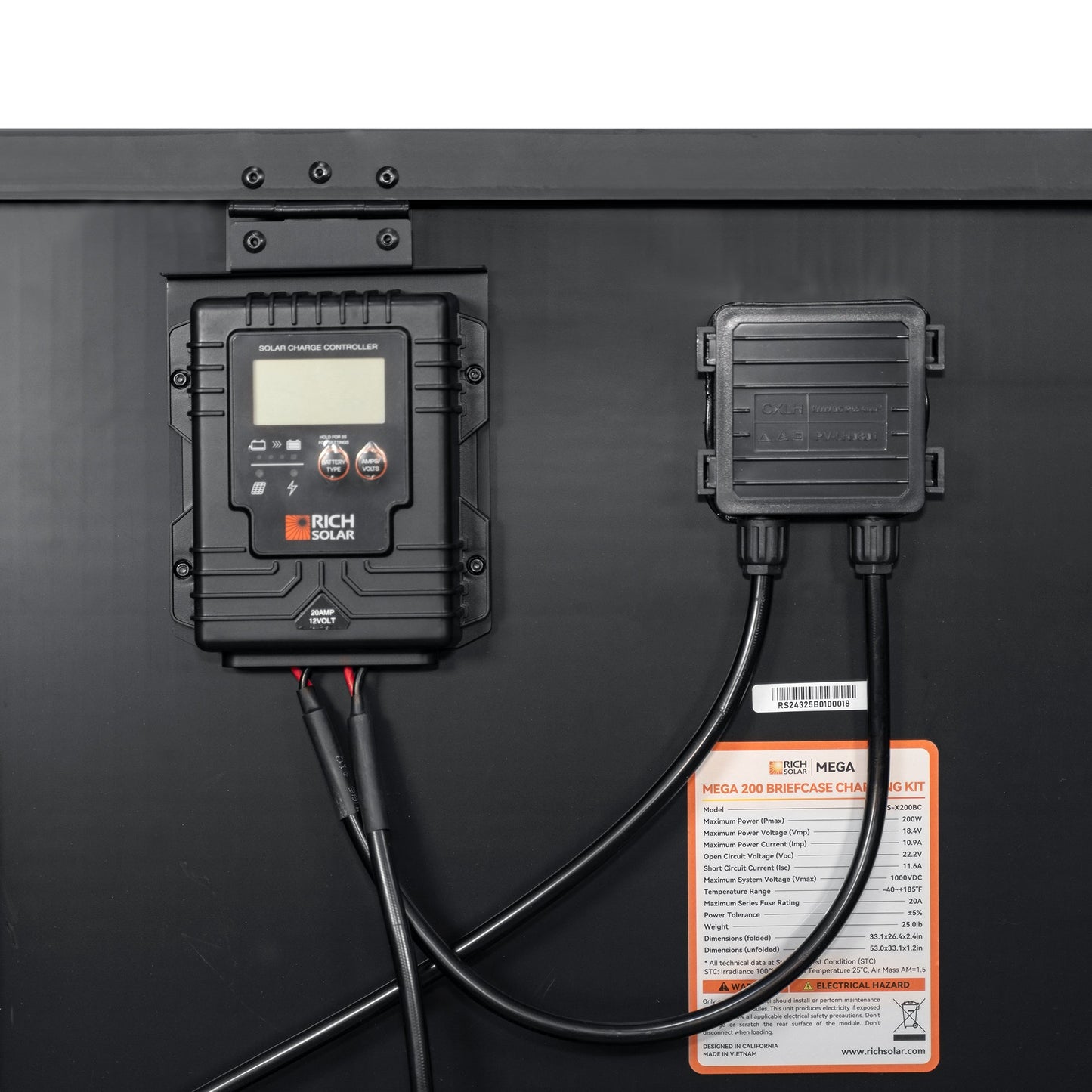 Rich Solar 200 Portable Briefcase Charging Kit | 200 Watt Portable Solar Panel | Premium 12V Portable Solar Panel for Generators, Vans, Campers | High Efficiency - RS-X200BC
