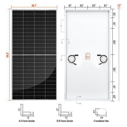Rich Solar 335 PRO | 335 Watt Solar Panel | Premium Grid-tie or Off-grid Solar Panel for Residential, Commercial, Agriculture  - RS-M335P-8