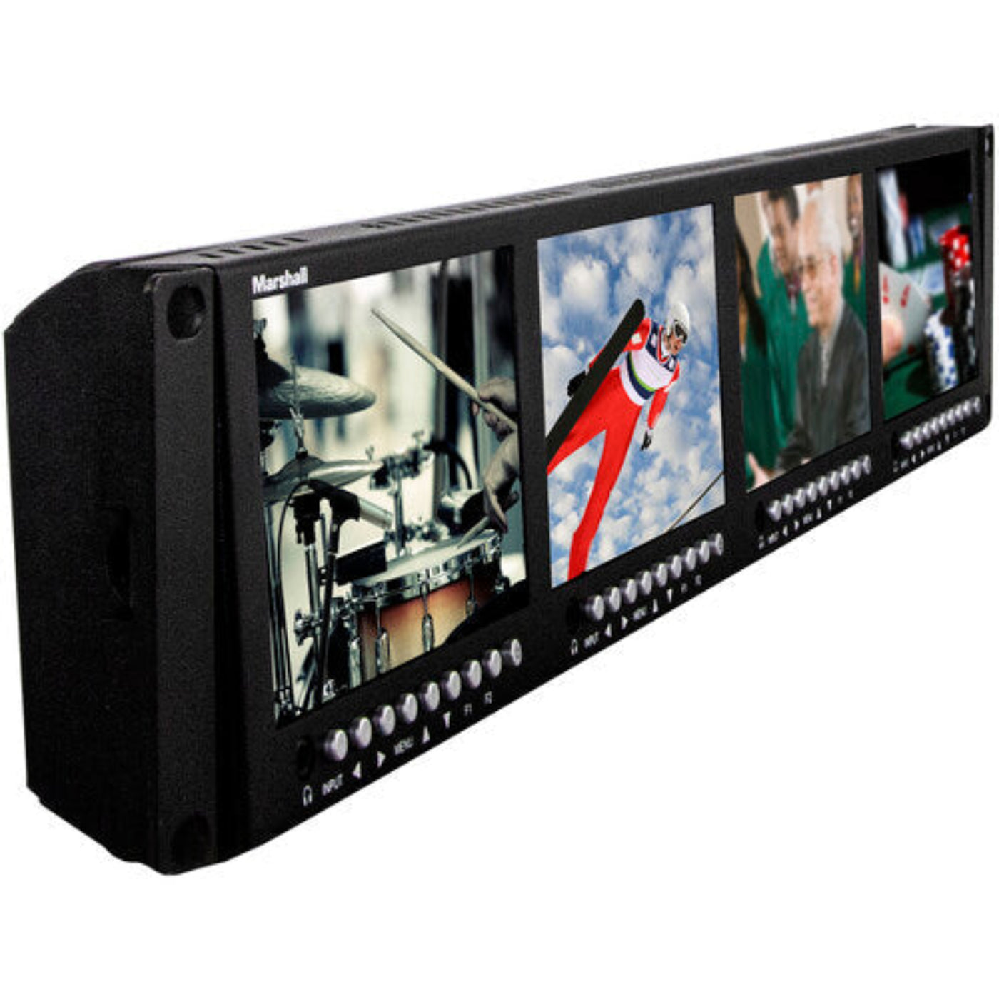 Marshall Electronics Quad 4.5" Rack-Mountable Monitor Unit with 3G-SDI, HDMI & Composite (2 RU) - ML454V2