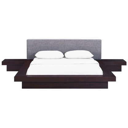 Modway furniture Freja 3 Piece Fabric Queen Bedroom Set - MOD-5492-WAL-GRY-SET