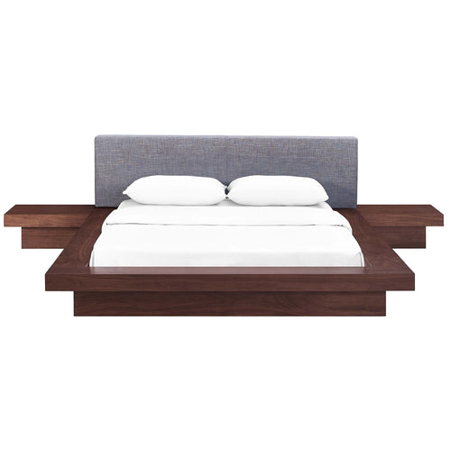 Modway furniture Freja 3 Piece Fabric Queen Bedroom Set - MOD-5492-WAL-GRY-SET