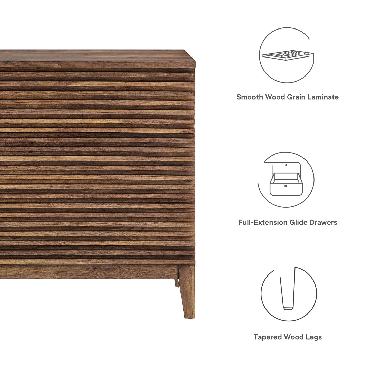 Modway Furniture Render Large 3-Drawer Nightstand - MOD-7201-WAL