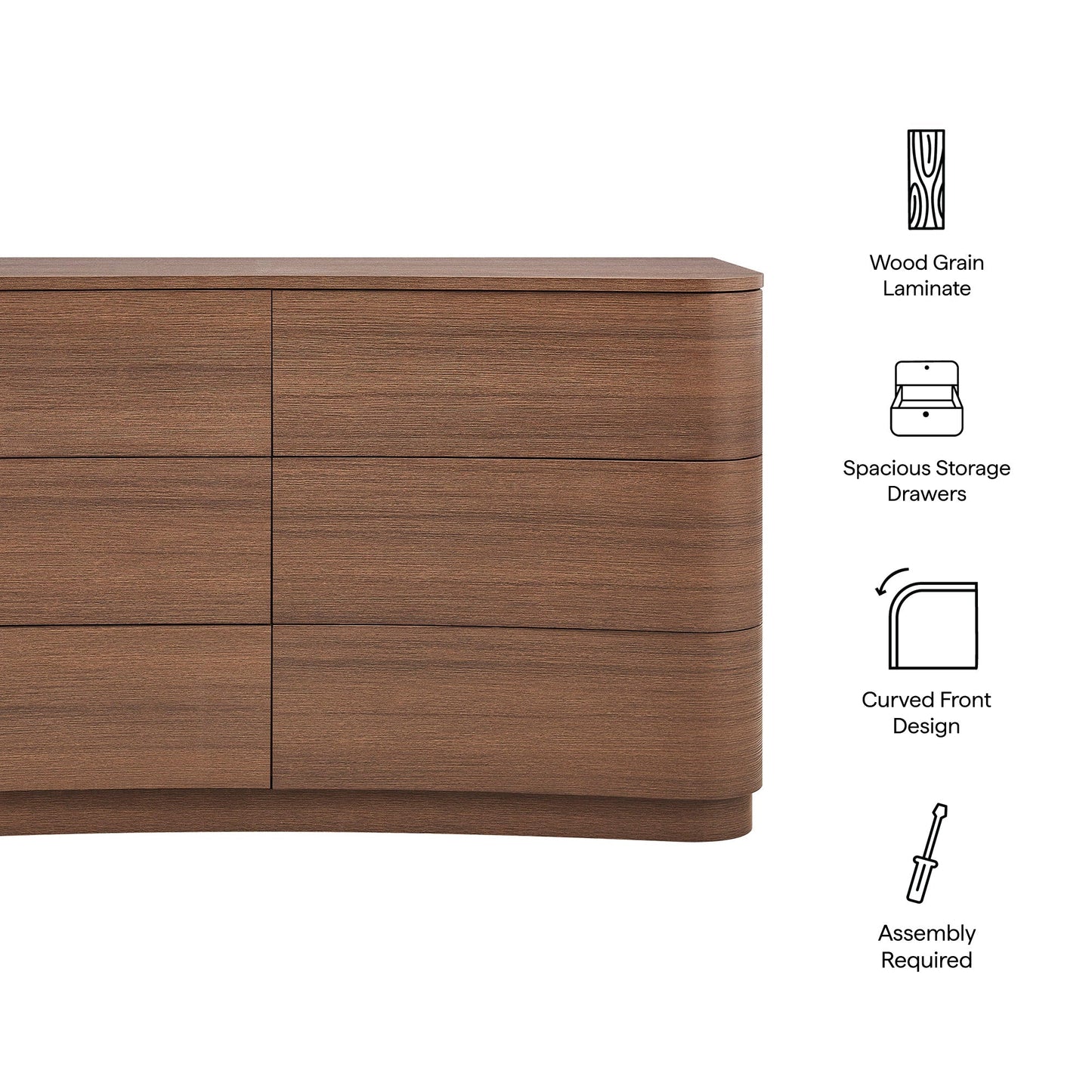 Modway Furniture Mirae 6-Drawer Curved Dresser - MOD-7229-BOA