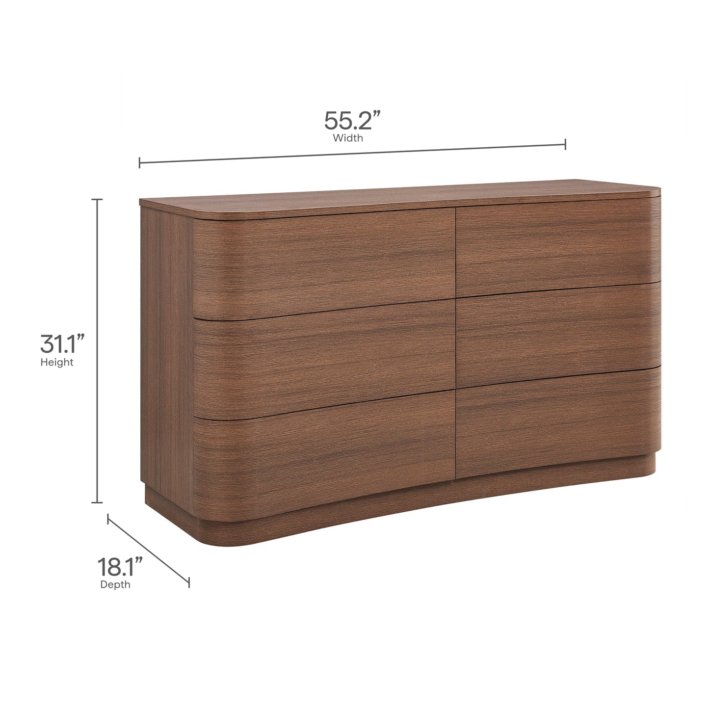 Modway Furniture Mirae 6-Drawer Curved Dresser - MOD-7229-BOA