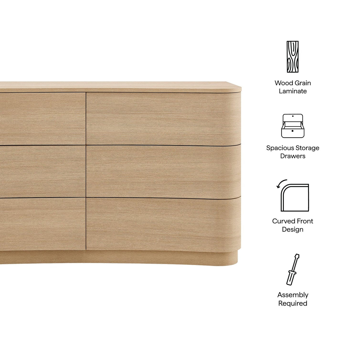 Modway Furniture Mirae 6-Drawer Curved Dresser - MOD-7229-BOA