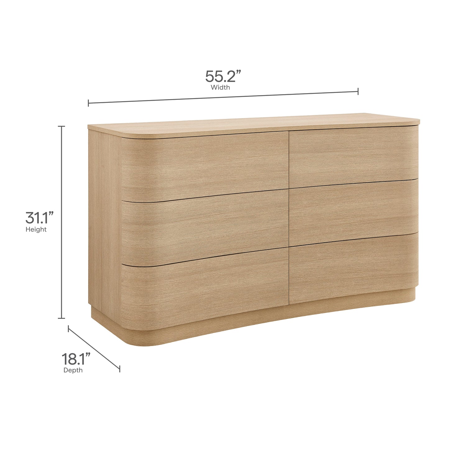 Modway Furniture Mirae 6-Drawer Curved Dresser - MOD-7229-BOA