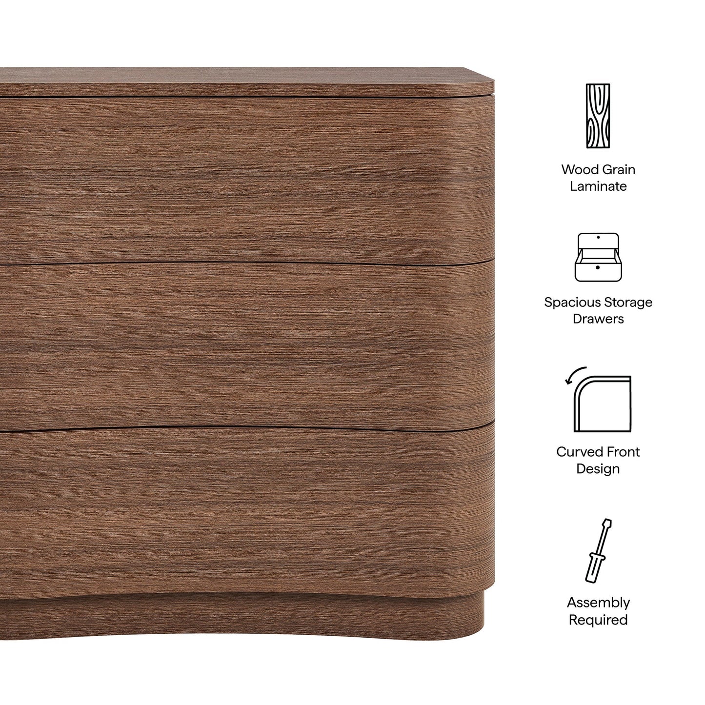 Modway furniture Mirae 3-Drawer Curved Compact Dresser - MOD-7230-BOA