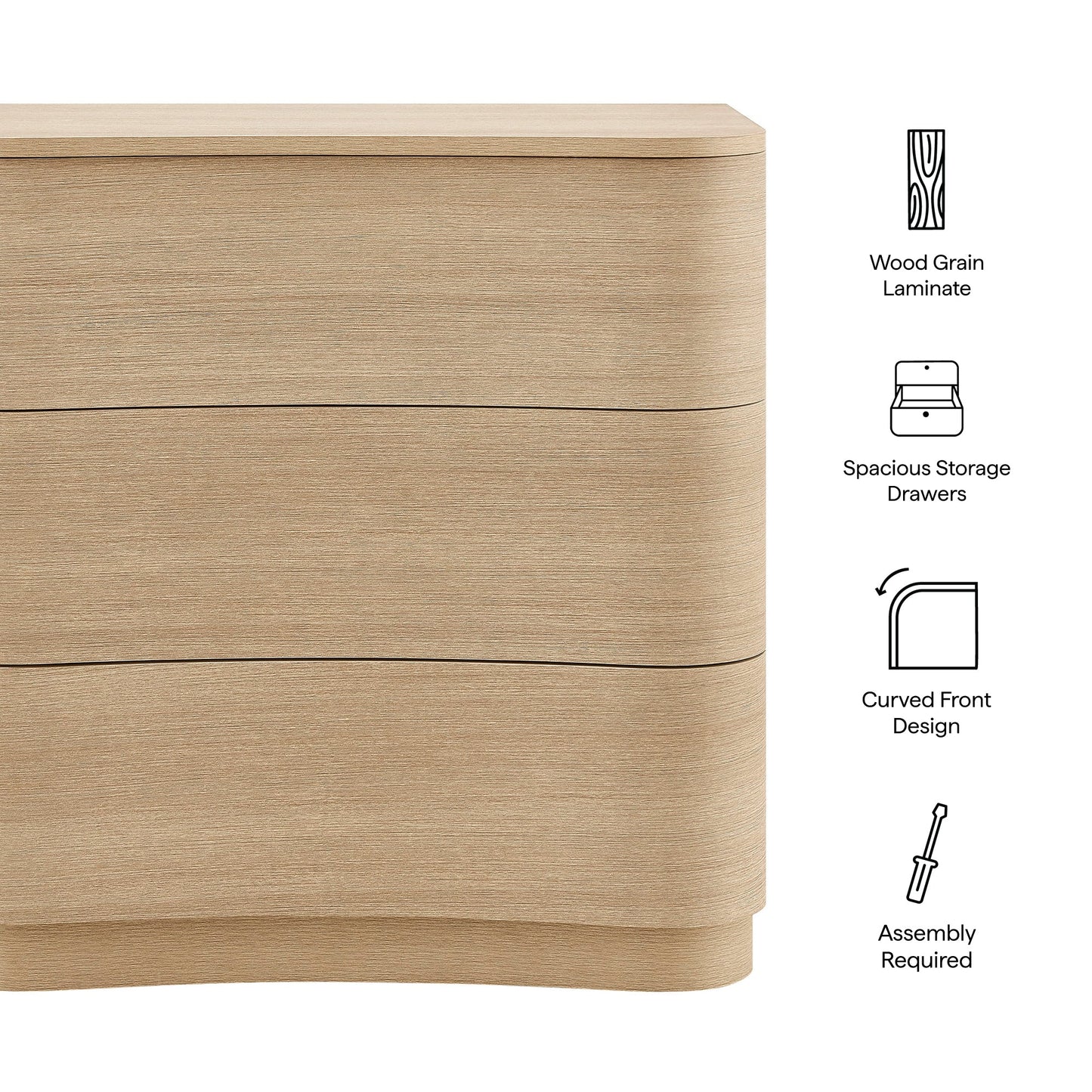 Modway furniture Mirae 3-Drawer Curved Compact Dresser - MOD-7230-BOA