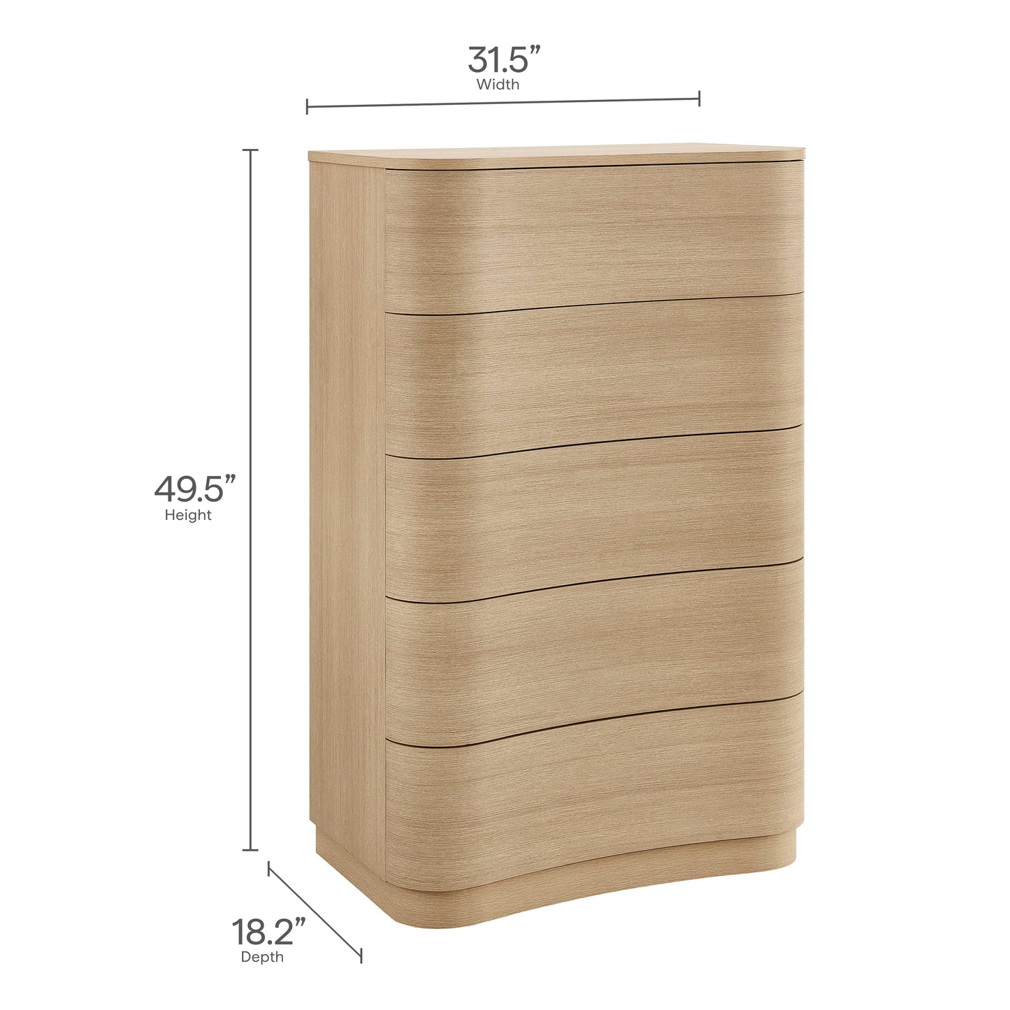 Modway Furniture Mirae 5-Drawer Curved Dresser Chest of Drawers - MOD-7231-BOA