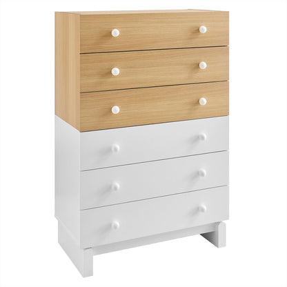 Modway furniture Nolia 6-Drawer Color Block Dresser Chest - MOD-7240-OAK-WHI