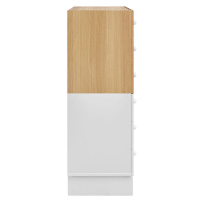 Modway furniture Nolia 6-Drawer Color Block Dresser Chest - MOD-7240-OAK-WHI