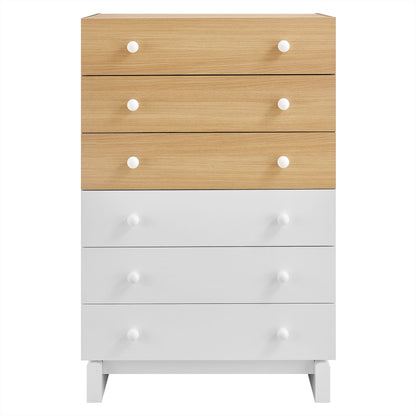 Modway furniture Nolia 6-Drawer Color Block Dresser Chest - MOD-7240-OAK-WHI