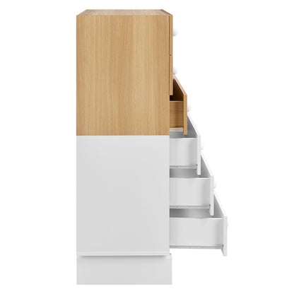 Modway furniture Nolia 6-Drawer Color Block Dresser Chest - MOD-7240-OAK-WHI