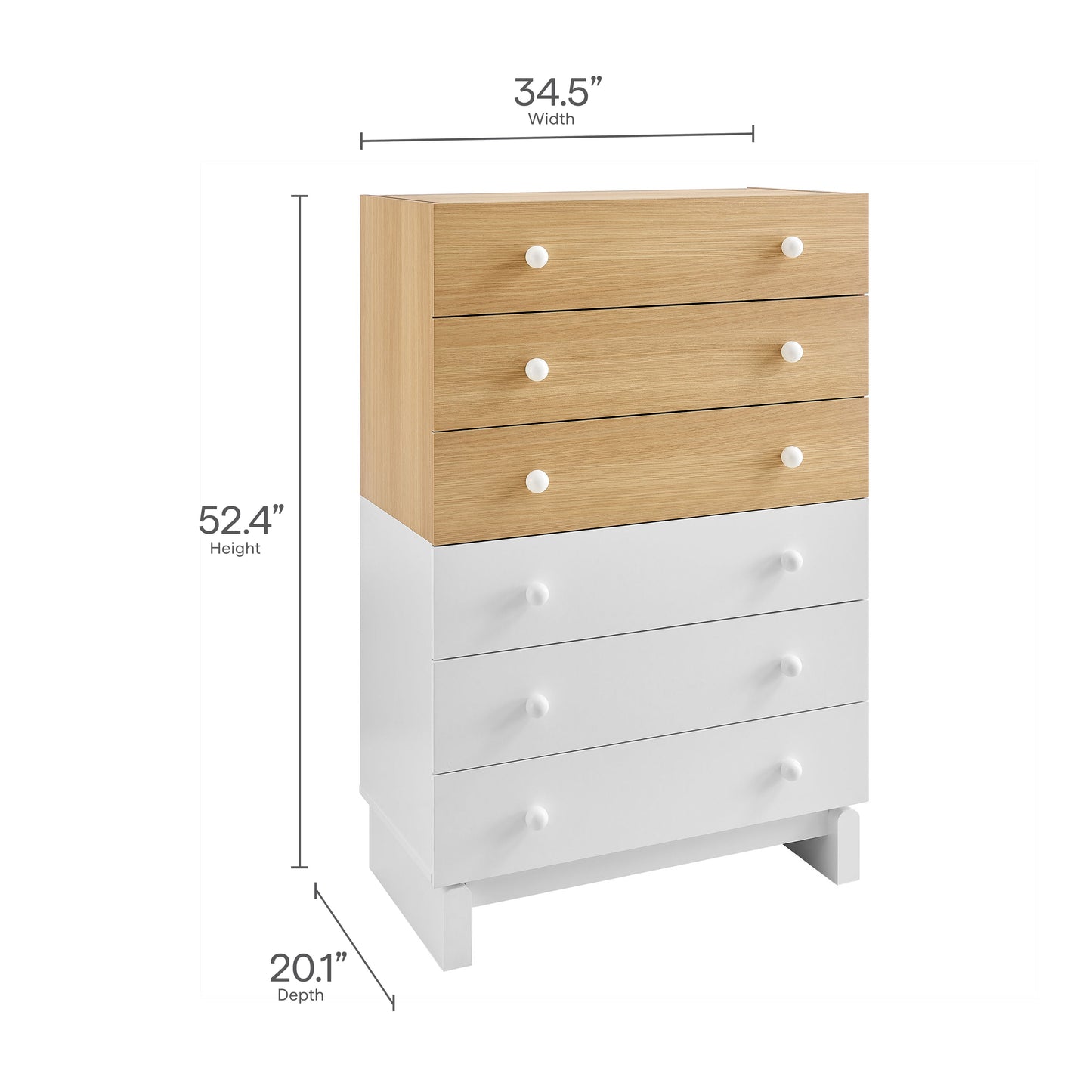 Modway furniture Nolia 6-Drawer Color Block Dresser Chest - MOD-7240-OAK-WHI