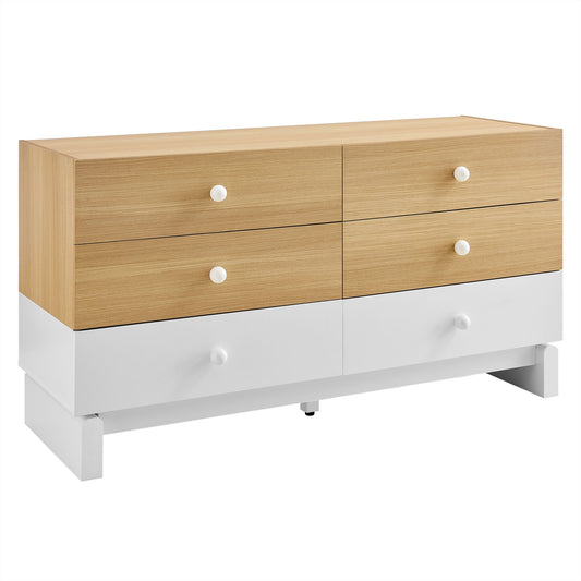 Modway furniture Nolia 6-Drawer Color Block Dresser - MOD-7241-OAK-WHI