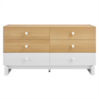 Modway furniture Nolia 6-Drawer Color Block Dresser - MOD-7241-OAK-WHI
