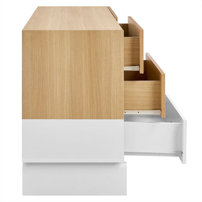 Modway furniture Nolia 6-Drawer Color Block Dresser - MOD-7241-OAK-WHI