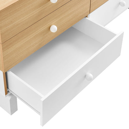 Modway furniture Nolia 6-Drawer Color Block Dresser - MOD-7241-OAK-WHI