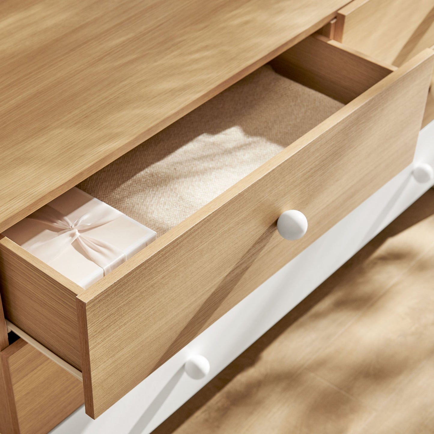 Modway furniture Nolia 6-Drawer Color Block Dresser - MOD-7241-OAK-WHI