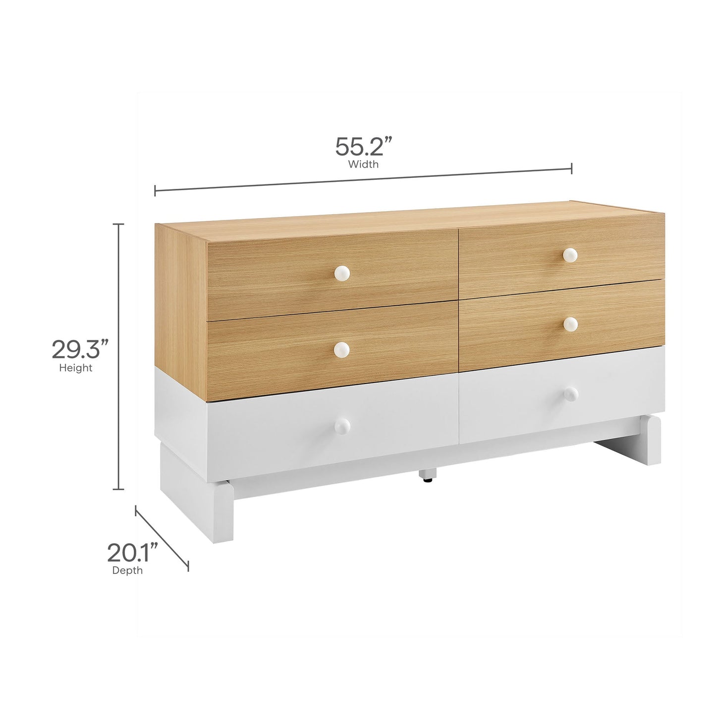 Modway furniture Nolia 6-Drawer Color Block Dresser - MOD-7241-OAK-WHI
