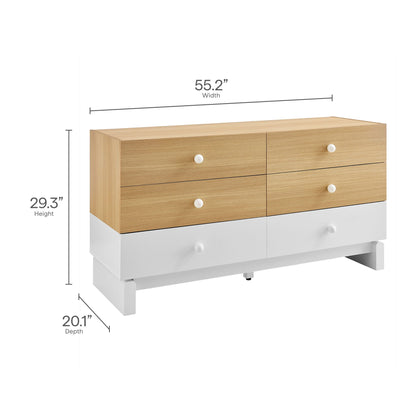 Modway furniture Nolia 6-Drawer Color Block Dresser - MOD-7241-OAK-WHI