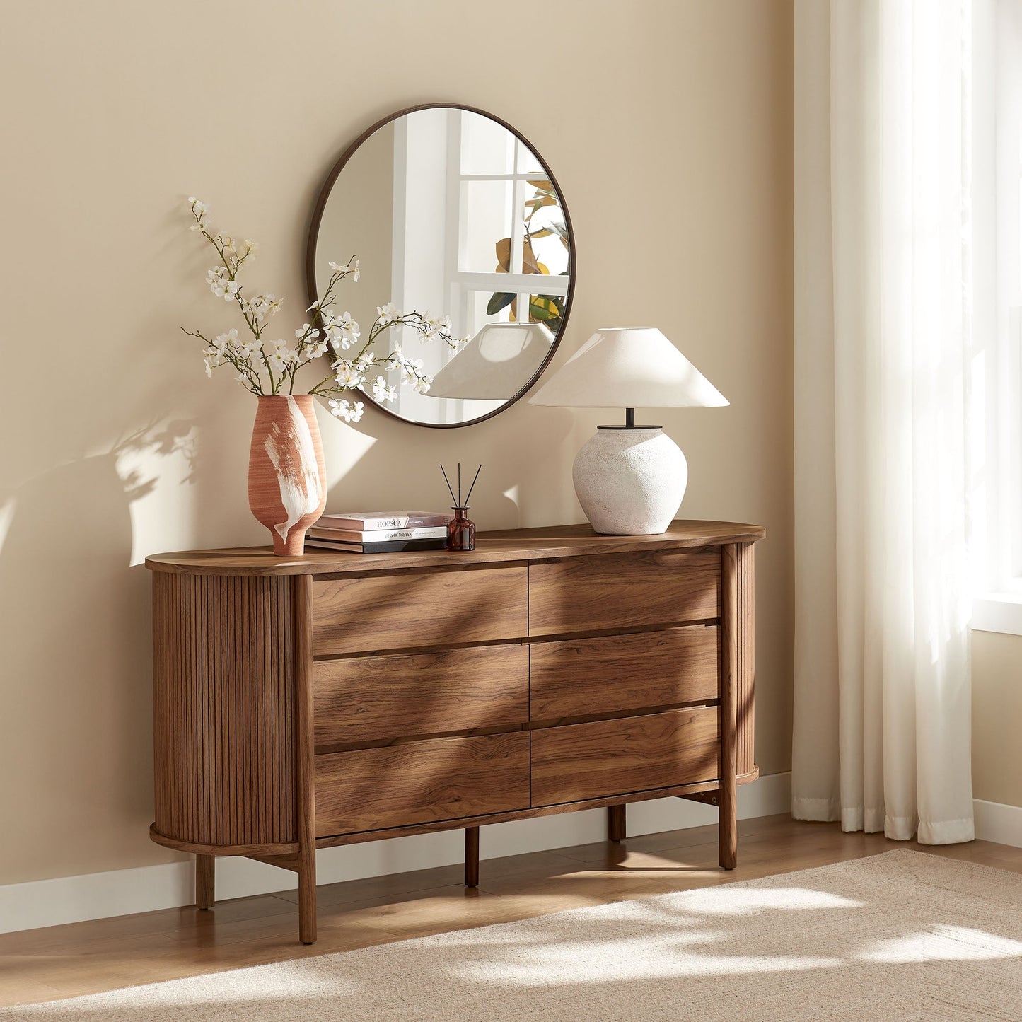 Modway Furniture Cadence 6-Drawer Curved Dresser - MOD-7242-OAK
