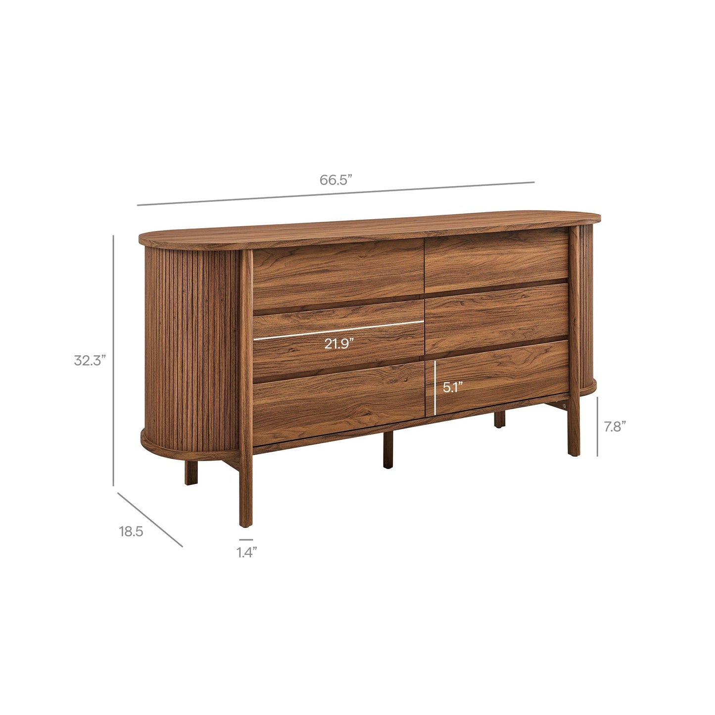Modway Furniture Cadence 6-Drawer Curved Dresser - MOD-7242-OAK