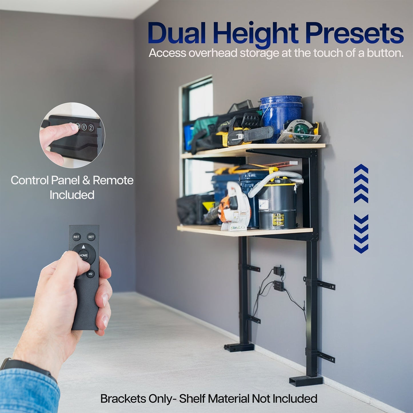 VIVO Electric Height Adjusting Garage Shelf / Workbench Mount - MOUNT-E-GS2