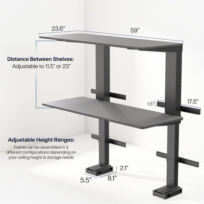 VIVO 60" x 24" Electric Height Adjustable Dual Shelf Workbench - MOUNT-KIT-GS2-60B