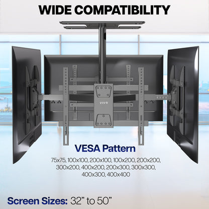 VIVO Hanging Quad TV Ceiling Mount - 32” to 50” Screens - MOUNT-VC450