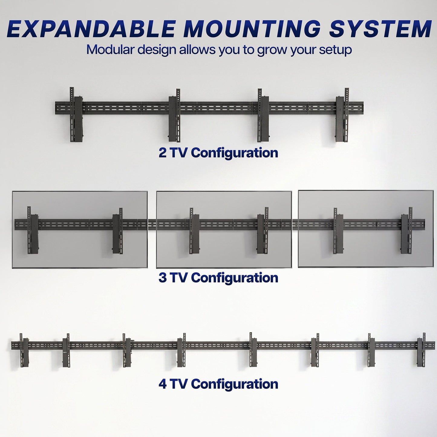 VIVO Pop-Out TV Tilting 1x3 Video Wall Mounts - 37” to 65” Screens - MOUNT-VW65-3T