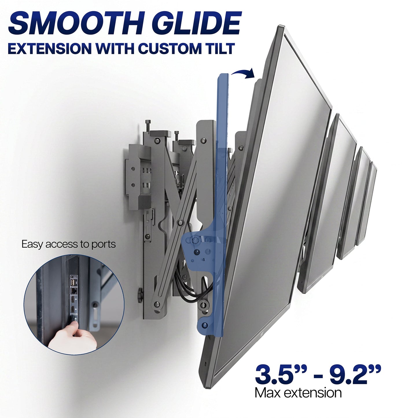 VIVO Pop-Out TV Tilting 1x4 Video Wall Mounts - 37” to 65” Screens - MOUNT-VW65-4T