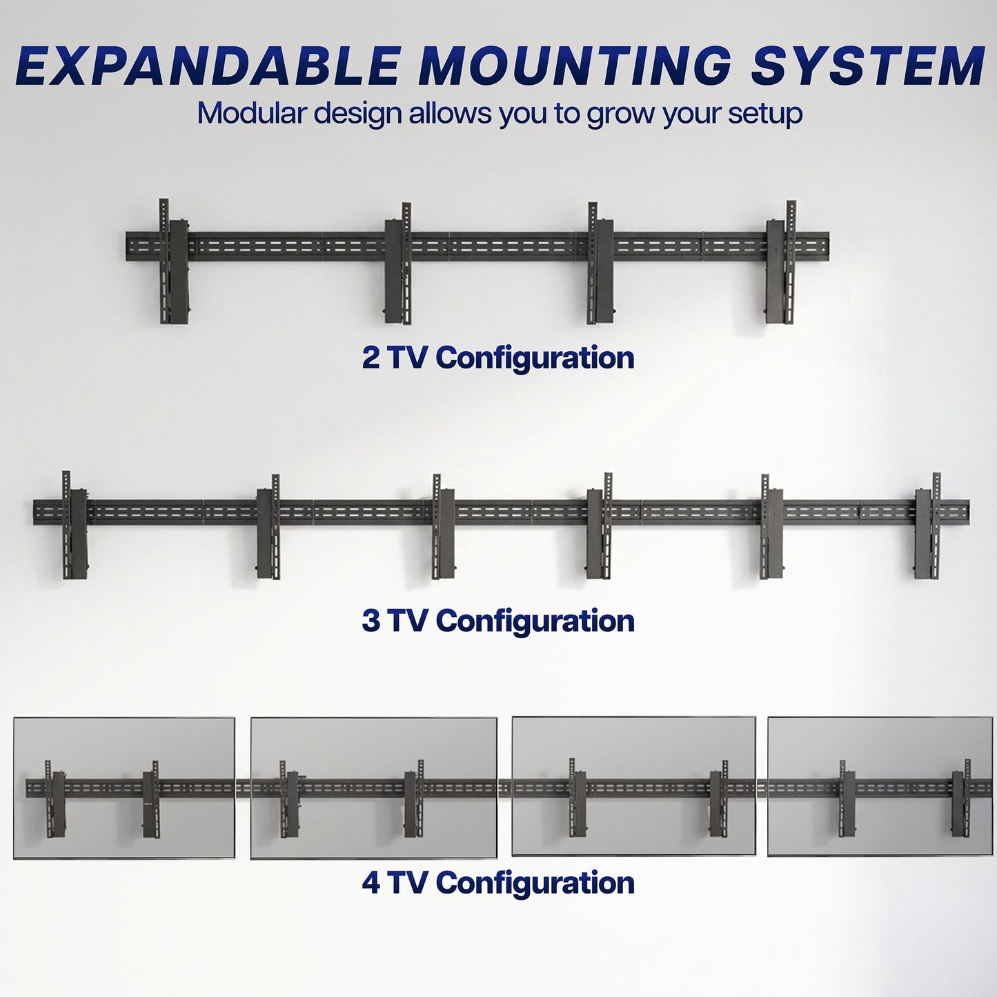 VIVO Pop-Out TV Tilting 1x4 Video Wall Mounts - 37” to 65” Screens - MOUNT-VW65-4T
