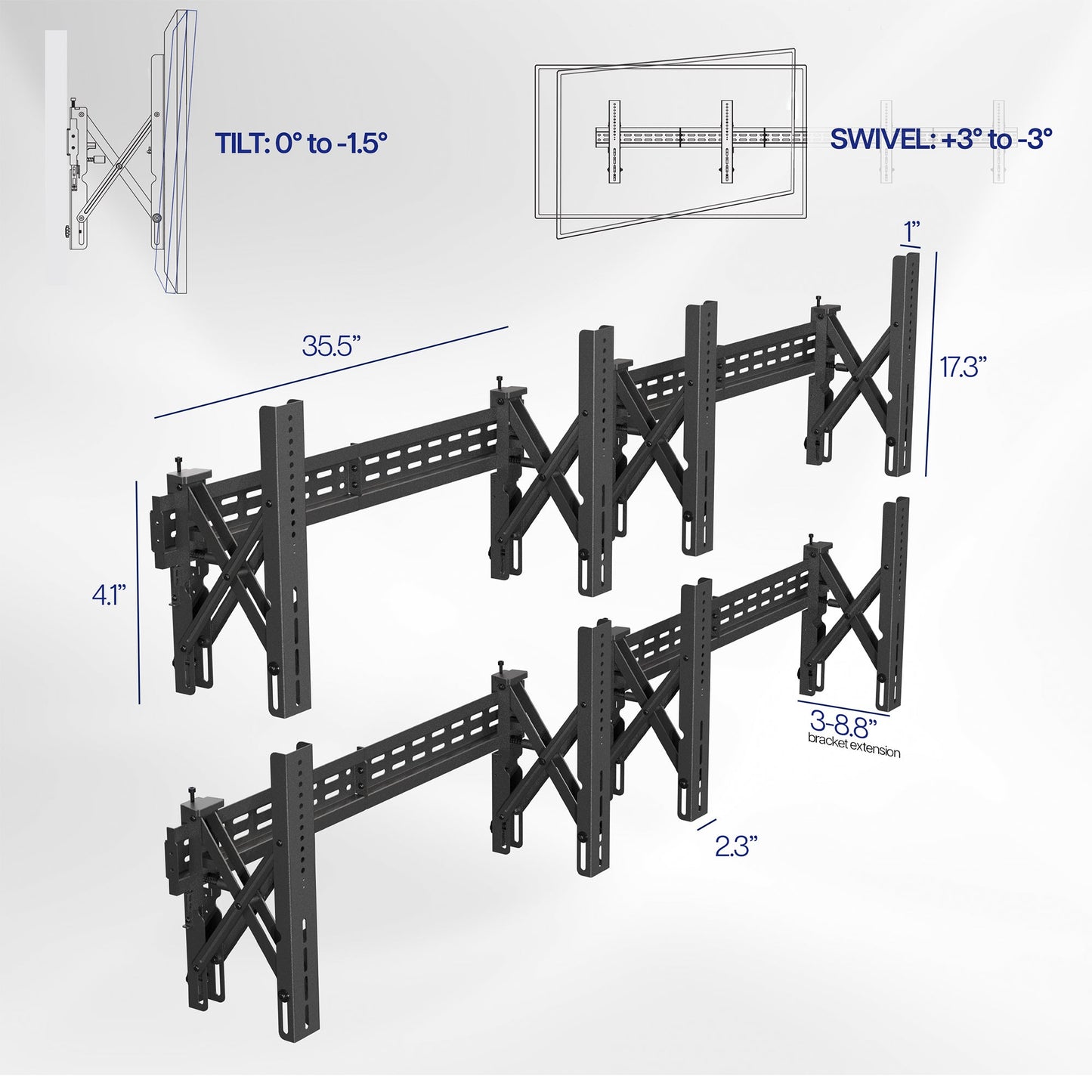 VIVO Pop-Out TV Video Wall Mounts (4 Pack) - 37" to 90" Screens - MOUNT-VW90-4