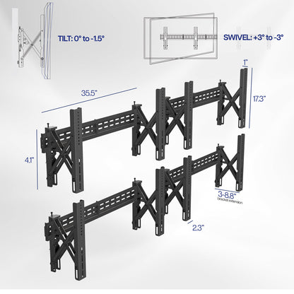 VIVO Pop-Out TV Video Wall Mounts (4 Pack) - 37" to 90" Screens - MOUNT-VW90-4