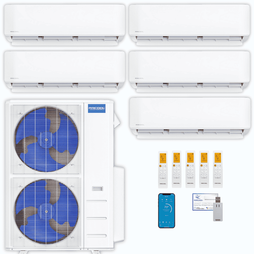 MRCOOL DIY 5th Gen 5-Zone 60,000 BTU Ductless Mini Split Air Conditioner & Heat Pump (6K+6K+12K+18K+18K), DIY5-B-55HP