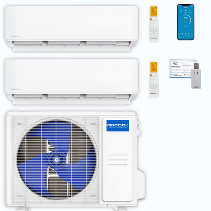 MRCOOL DIY 5th Gen 2-Zone 18,000 BTU Ductless Mini Split Air Conditioner & Heat Pump (9K+9K) - DIY2-B-18HP0909