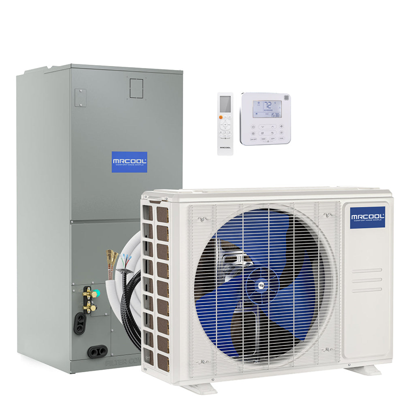 MRCOOL 30K BTU 18.5 SEER Ducted Air Handler and Condenser with 25 ft. Pre-Charged Line Set,  - CENTRAL-30-HP-230-25
